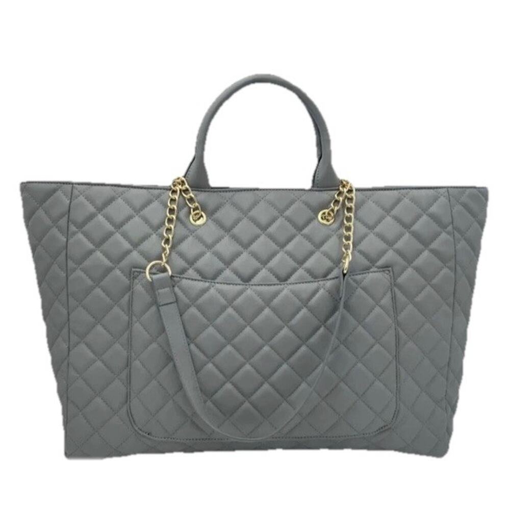 Gilda Paris Large Quilted Tote Black Bag with "G" Logo